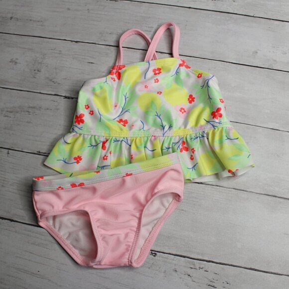 Wonder Nation Baby Girl Swimsuit Set Size 3-6 Months 2 Piece Lemons - Picture 3 of 4